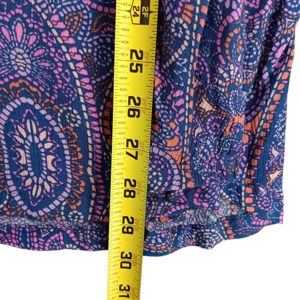 Terra & Sky Women's 0X 14W Blouse Paisley Boho Long Sleeve V-Neck Button Front T - Picture 9 of 9